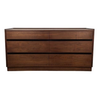 Mid Century Modern Six Drawer Walnut Lowboy Dresser For Sale