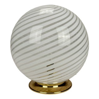 Large Murano Swirl Glass Globe Table Lamp from Venini, 1980s For Sale