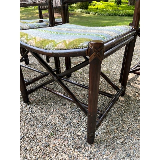 McGuire Set of Four McGuire Bamboo Dining Chairs With Cane Backs For Sale - Image 4 of 7