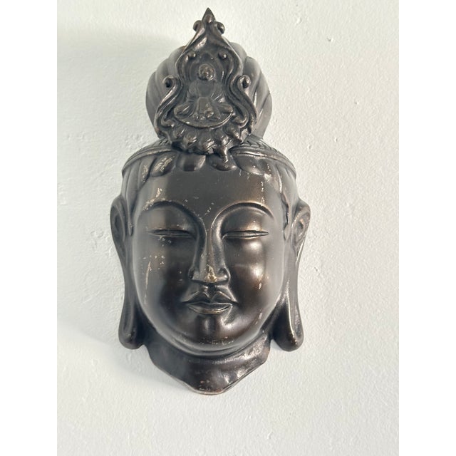 Red Japanese Oni Demon Hannya Devil Iron Mask For Sale - Image 8 of 9