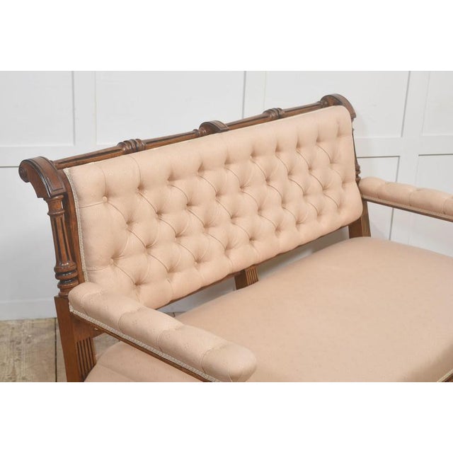 19th Century Walnut and Fabric Settee For Sale - Image 5 of 14
