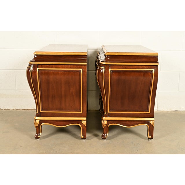 Karges French Provincial Louis XV Burled Walnut and Gold Gilt Bombay Chests of Drawers, Pair For Sale - Image 13 of 16