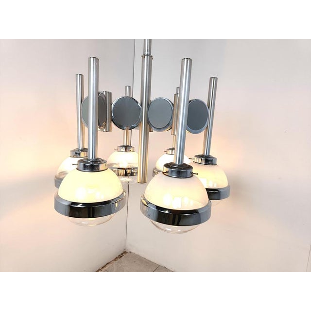 Black Vintage Italian Space Age Glass Globe Chandelier, 1970s For Sale - Image 8 of 11