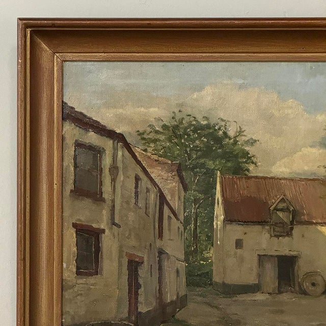 Wood Framed Oil Painting on Canvas Signed Klein 'Country Farmhouse' For Sale - Image 7 of 16