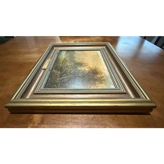 Rustic European Antique European Landscape Oil Painting by A. Hobart Signed For Sale - Image 3 of 12