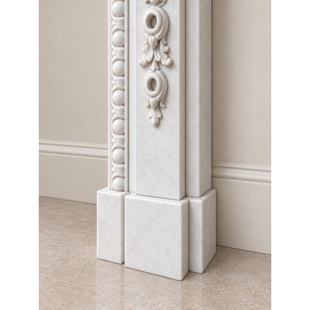 Large Antique Edwardian Carved White Marble Fireplaces, 1901, Set of 2 For Sale - Image 3 of 7