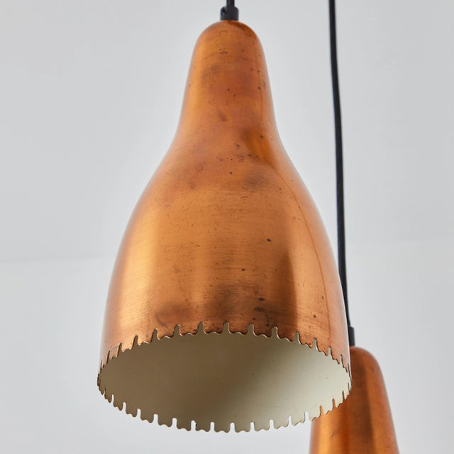 Metal 1950s Bent Karlby 3-Shade Chandelier in Copper for Lyfa For Sale - Image 7 of 12
