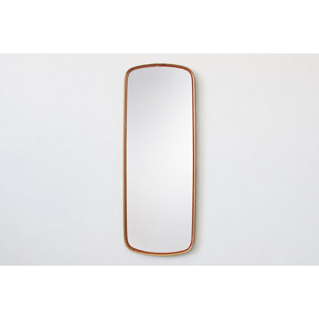 Mid-Century Gold and Red Mirror, 1960s For Sale - Image 5 of 5