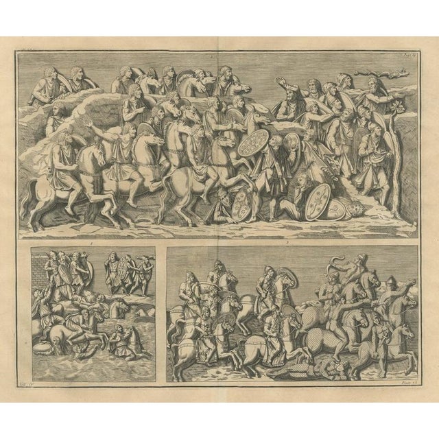 Beige Montfaucon, Cavalry Battle and River Crossing with Armored Horsemen, 1722, Engraving For Sale - Image 8 of 8