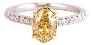 Certified 1.04 Ct Fancy Yellow Oval Cut Engagement Ring in Platinum