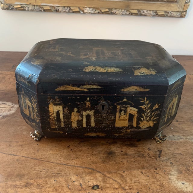 Antique Chinese Black Lacquered Box For Sale - Image 11 of 11