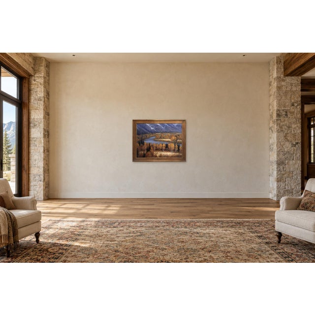 Orange Changing Colors by Seth Winegar | Oil on Panel Autumn River Valley Landscape For Sale - Image 8 of 10