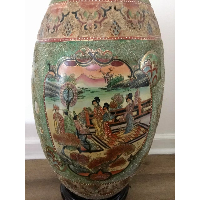 Chinoiserie 1970s Large Vintage Satsuma Style Porcelain Cloisonne Hand Painted Egg For Sale - Image 3 of 9