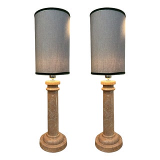 Pink Marble Lamps, Set of 2 For Sale