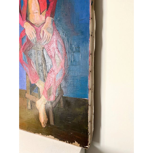 1970s Portrait of a Harlequin, France, 1970s, Oil & Oil on Canvas For Sale - Image 5 of 9