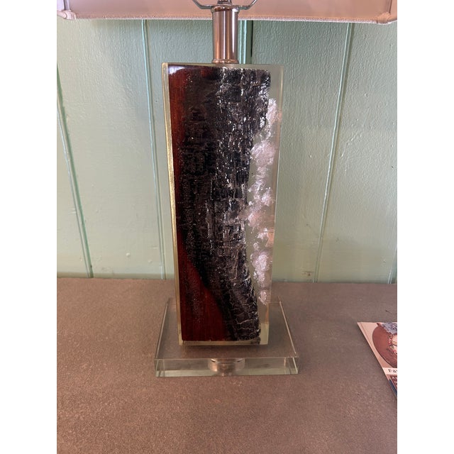 Lucite and Petrified Wood Table Lamps by Made Goods -a Pair For Sale - Image 10 of 10