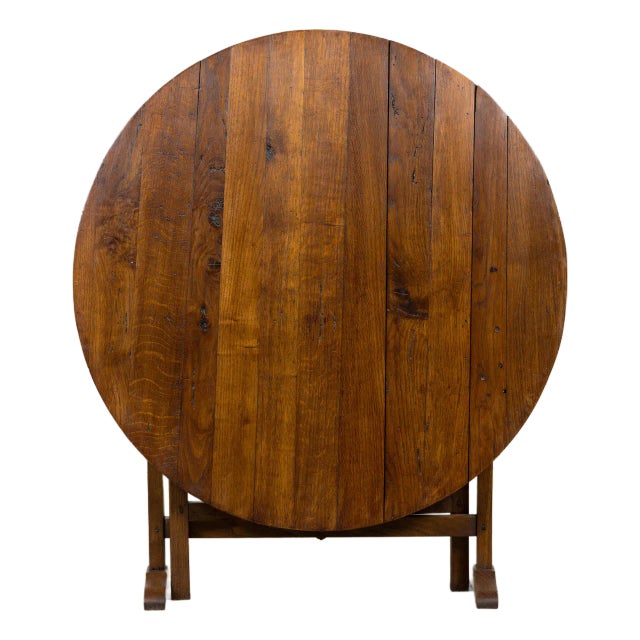 Antique Country French Farmhouse Oval Oak Vendange Wine Tasting Table For Sale