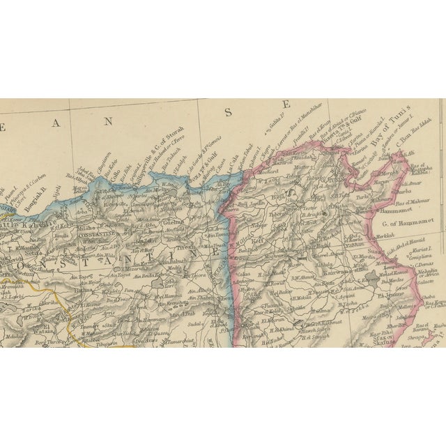 Ivory Antique North Africa Map, 1860s For Sale - Image 8 of 11