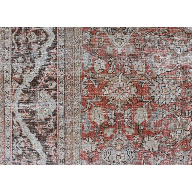 Distressed Antique Persian Sultanabad Rug in Wool With Floral Design 10'2 X 16'6 For Sale - Image 11 of 18