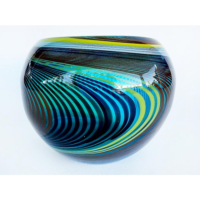 Toso Murano Stefano Toso Style Blown Swirled Glass Bowl For Sale - Image 4 of 6