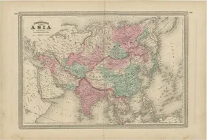 Antique Map of Asia by Johnson, 1872