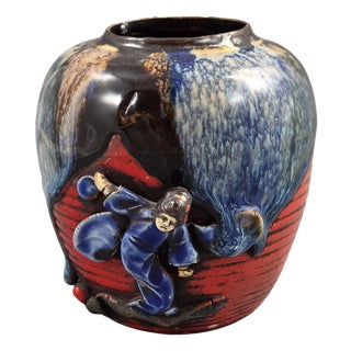 Vintage Japanese Sumida Gawa Jar Vase, 1920s For Sale