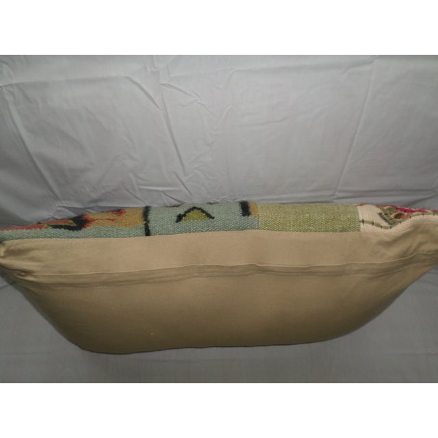 1970s Vintage Rustic Farmhouse Decor Kilim Turkish Wool Bolster /Lumbar Pillow For Sale - Image 5 of 9
