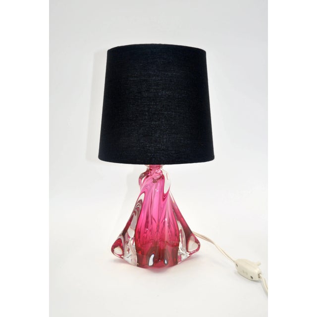 Crystal Table Lamp in Pink from Val Saint Lambert For Sale - Image 6 of 6