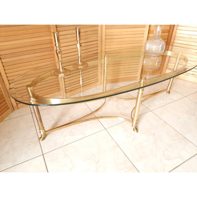 1970s Vintage Hollywood Regency Brass Oval Coffee Table | Chairish