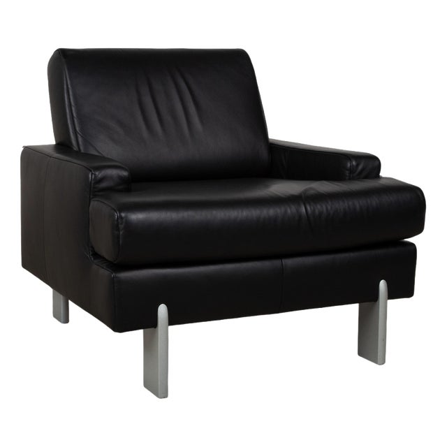 AK 644 Lounge Chair in Black Leather from Rolf Benz For Sale