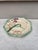 Rare 19th French Majolica Asparagus octogonal plate signed Iris Longchamp. Iris, dragonfly and daisies.