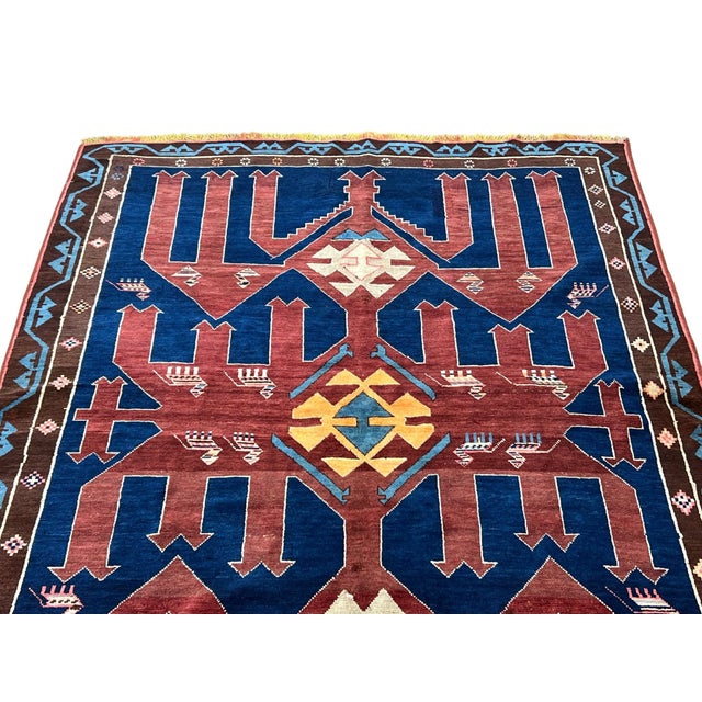Tribal Vintage Turkish Geometric Wool Rug 4’8” X 7’2” For Sale - Image 3 of 6
