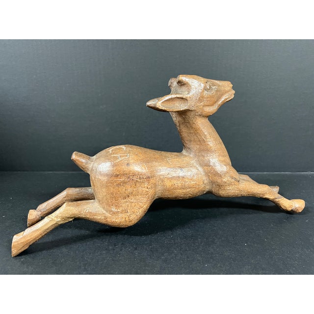 Late 20th Century Carved Wood Deer Sculpture For Sale In New York - Image 6 of 9