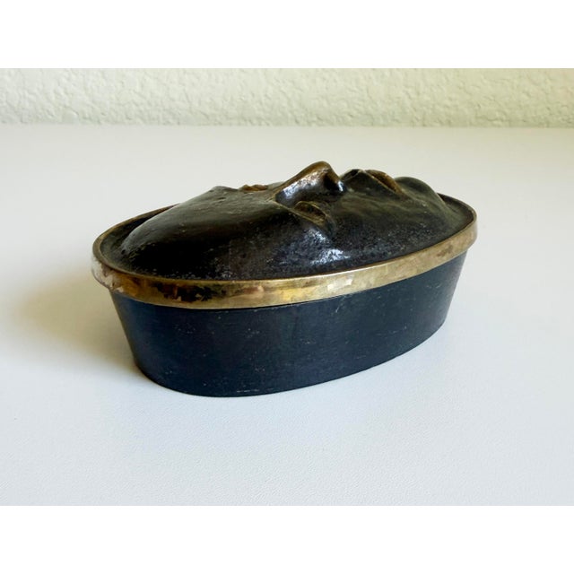 Metal Bronze Oval Box With Sculpted Face by Nelles Studio, 1989 For Sale - Image 7 of 10