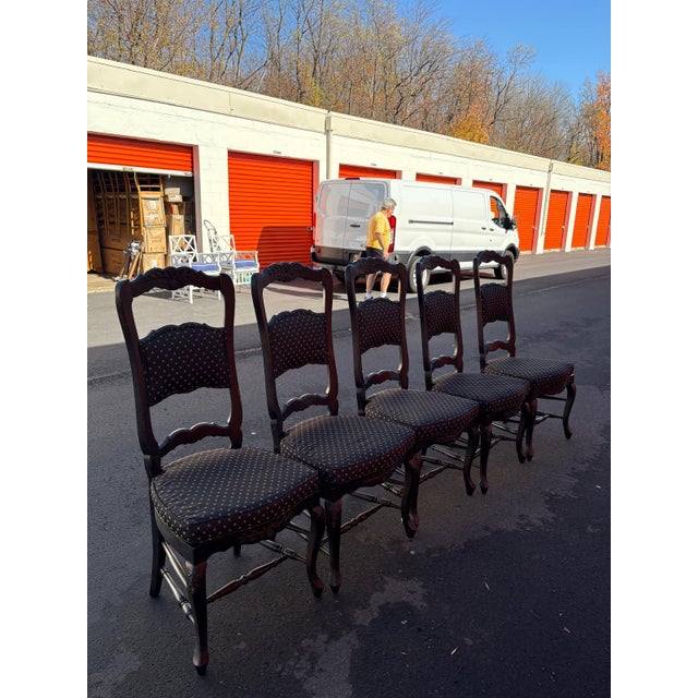 1990s 1990s Set of 5 Custom Upholstered French Provincial Dining Chairs For Sale - Image 5 of 9