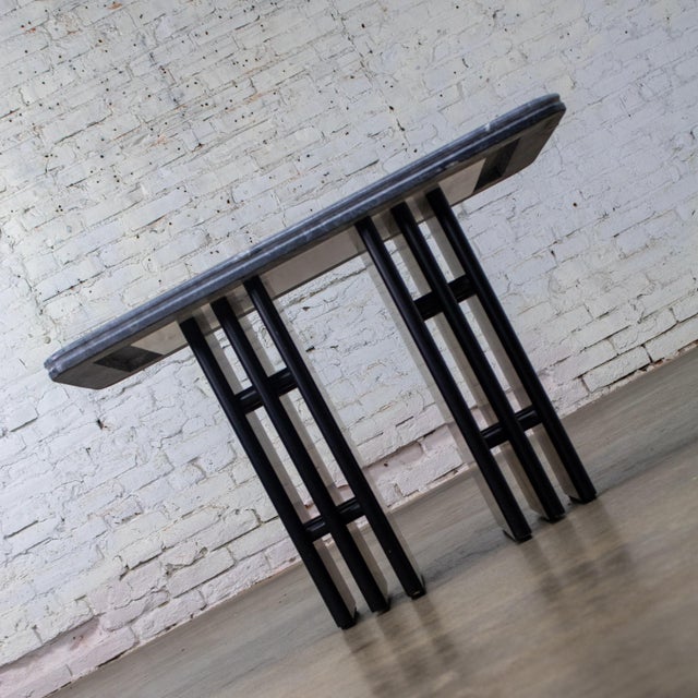 Slate Gray Late 20th Century Scandinavian Post Modern End or Side Table Marble Rectangle Top by Bendixen Designs Made in Denmark For Sale - Image 8 of 18