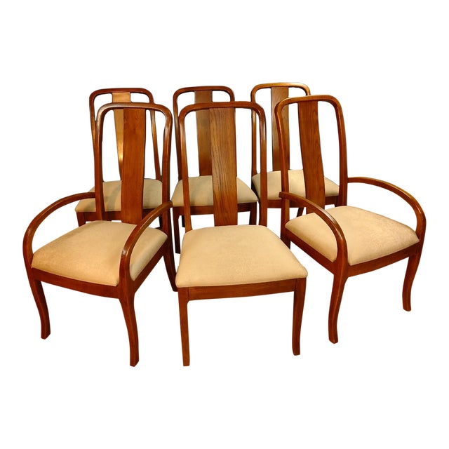 Late 20th Century Thomasville Oak Dining Chairs - Set of 6 For Sale