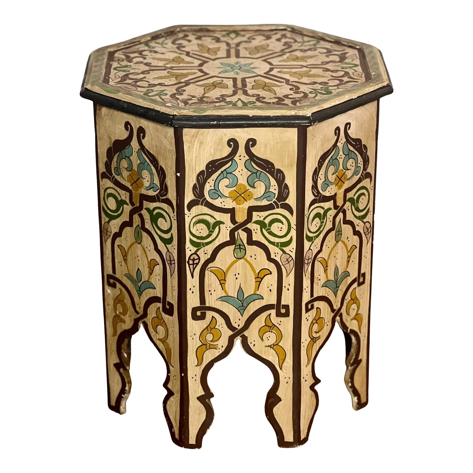 ヴィンテージ　MOROCCAN side table Vintage Moroccan-style Side Table, Intricately Carved Wood