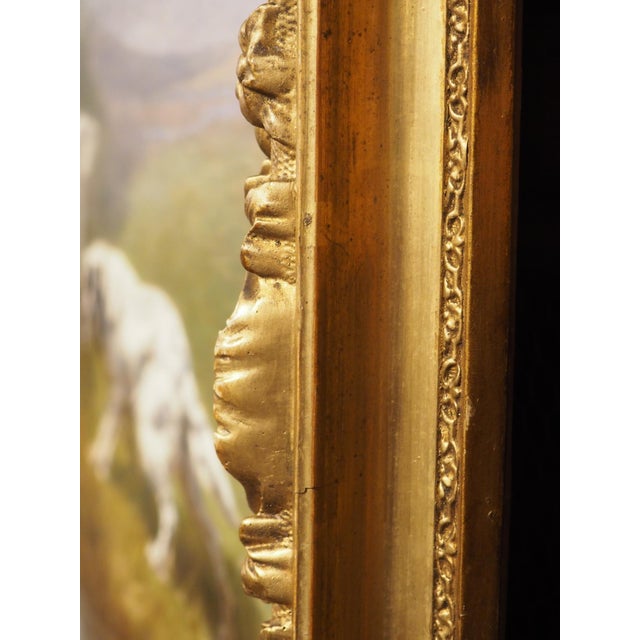 Antique French Hunt Painting of Setters and a Mallard, Oil on Canvas, 1904 For Sale - Image 4 of 18