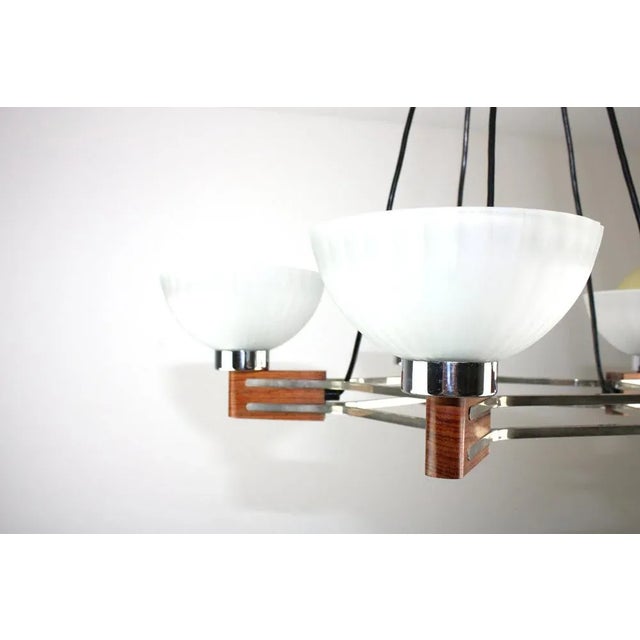 Art Deco Rosewood and Glass Chandelier, 1930s For Sale - Image 6 of 13