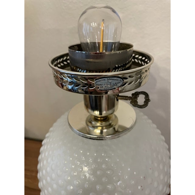 American Ef Industries #338 White Milk Glass Hobnail Table Lamp 1970 For Sale - Image 3 of 3