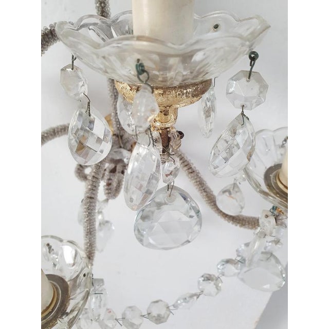 Black Italian Rococo Wall Sconces in Gold Iron, Crystal and Glass Beads, 1950s, Set of 2 For Sale - Image 8 of 9