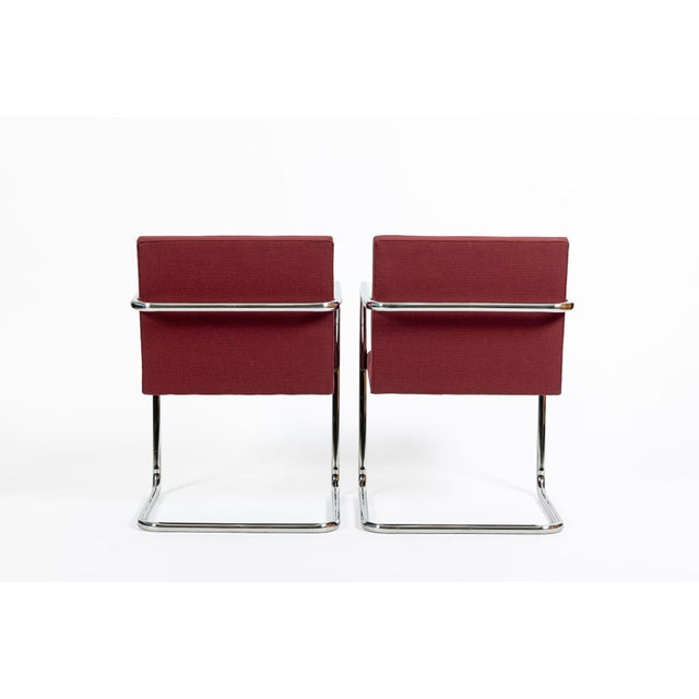 Pair Mid-Century Red Brno Armchairs by Mies Van Der Rohe for Knoll, 1983 For Sale In Detroit - Image 6 of 18
