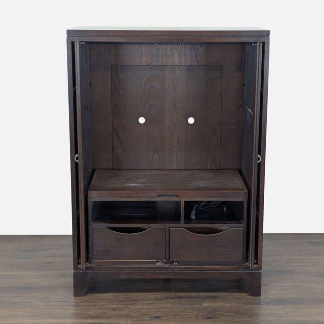 Modern Ethan Allen Entertainment Armoire With Two Drawers For Sale - Image 3 of 10