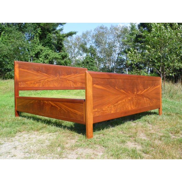 Vintage Mid Century Modern Solid Walnut King Size Bed Modernist Bed Frame | Chairish