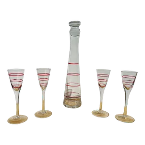 Mid Century Modern Glass Bar Set- 5 Pieces