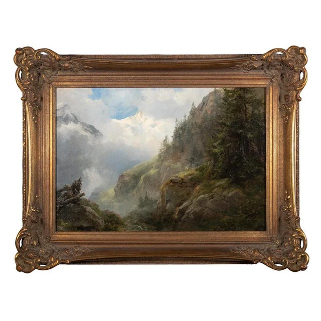 After E.T. Compton, Cloudy Mountain Landscape, Oil on Cardboard, 19th Century, Framed For Sale - Image 7 of 7