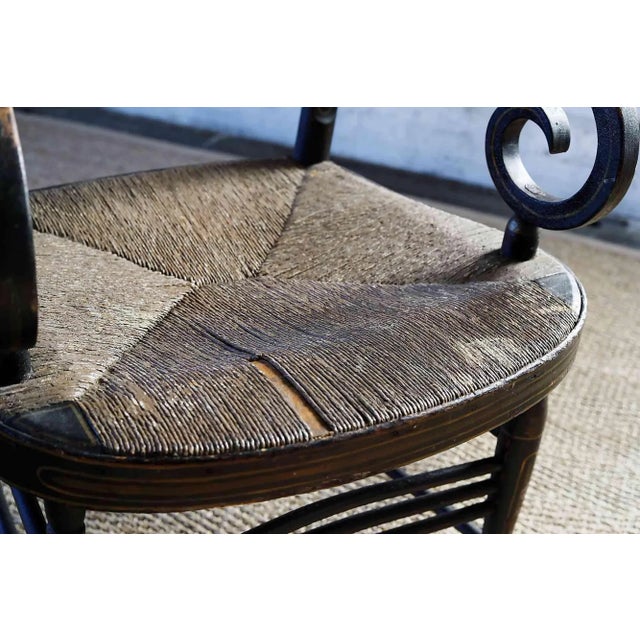 Brown Fancy Armchair Antique With Rush Seat For Sale - Image 8 of 10