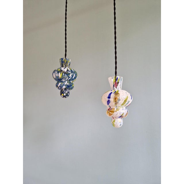 1950s Vintage Blown Glass Pendant Lights, 1950s, Set of 2 For Sale - Image 5 of 18