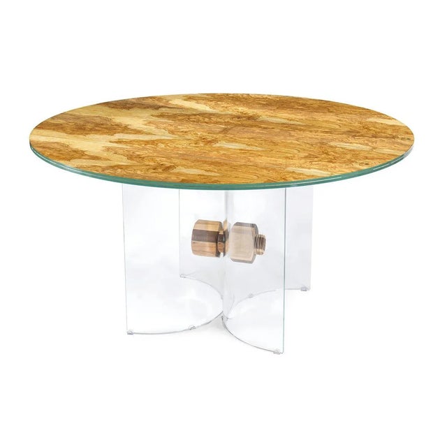 Not Yet Made - Made To Order Italian Table Portofino Round in Glass and Olive-Tree Wood from VGnewtrend For Sale - Image 5 of 5